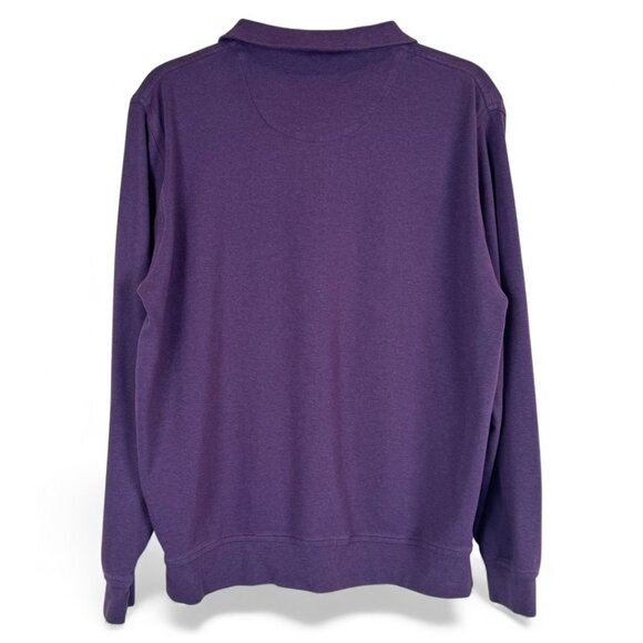 Peter Millar Cotton Quarter Zip Sweater Heather Purple Mens Size M - Picture 2 of 5